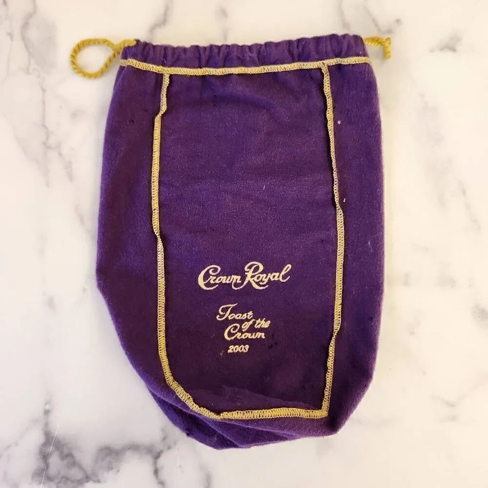 Vintage purple plum crown Royal liquor bag golden rope drawstring